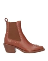 Chloé Woman Ankle Boots Tan Size 10 Leather In Brown