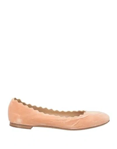 Chloé Woman Ballet Flats Beige Size 7 Textile Fibers In Pink