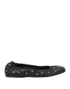 Chloé Elasticated Trim Round Toe Studded Design Ballerina Shoes In Black