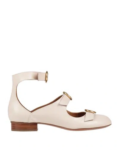 Chloé Woman Ballet Flats Blush Size 7 Leather In Neutral