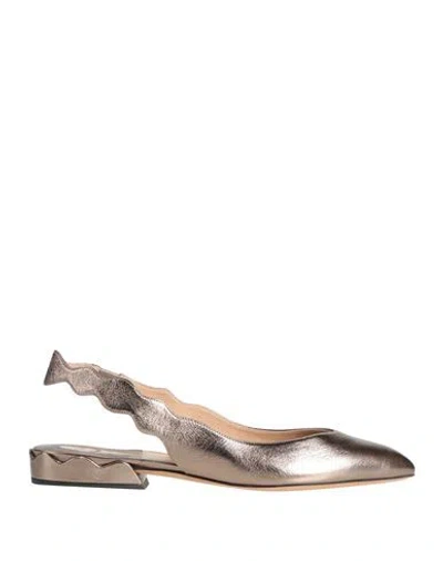 Chloé Woman Ballet Flats Bronze Size 7 Leather In Multi
