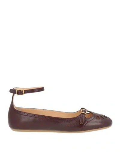 Chloé Woman Ballet Flats Chocolate Brown Size 8 Leather