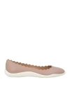 Chloé Woman Ballet Flats Light Brown Size 7 Leather In Pink