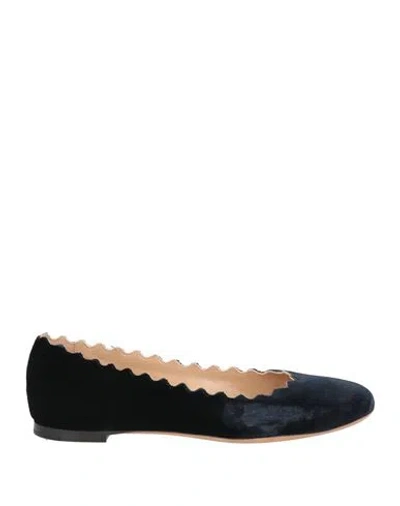 Chloé Woman Ballet Flats Midnight Blue Size 5.5 Textile Fibers
