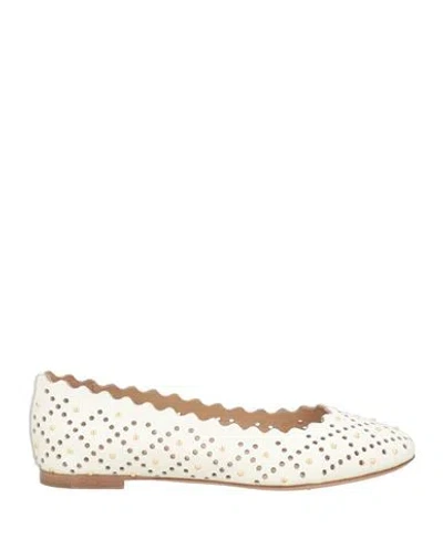 Chloé Woman Ballet Flats Off White Size 4 Calfskin