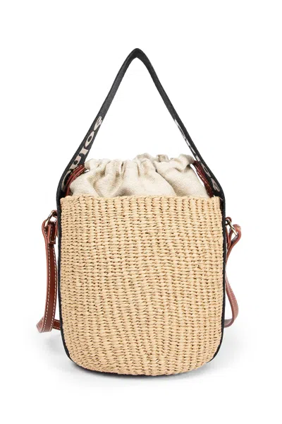 Chloé Woman Beige Shoulder Bags In Gold