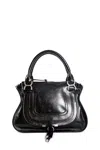 Chloé Marcie Small Leather Handbag With Removable Shoulder Strap In Black