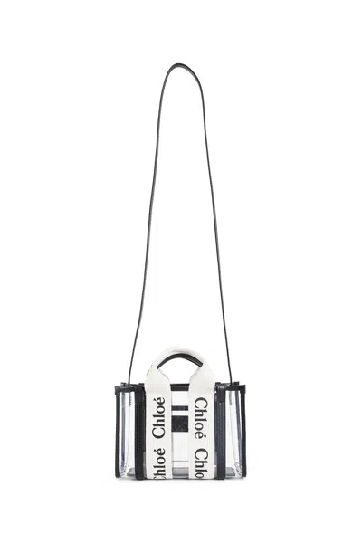 Chloé Woman Black Tote Bags In White