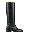 Chloé Leather High Boots With Embossed Stitches In Black
