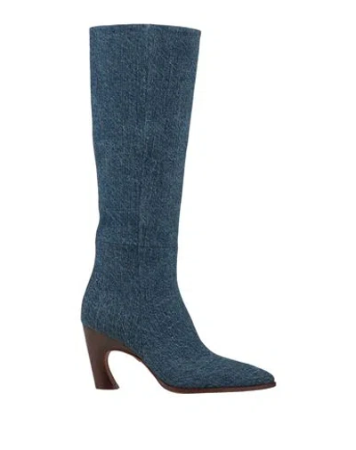 Chloé Woman Boot Blue Size 7 Textile Fibers