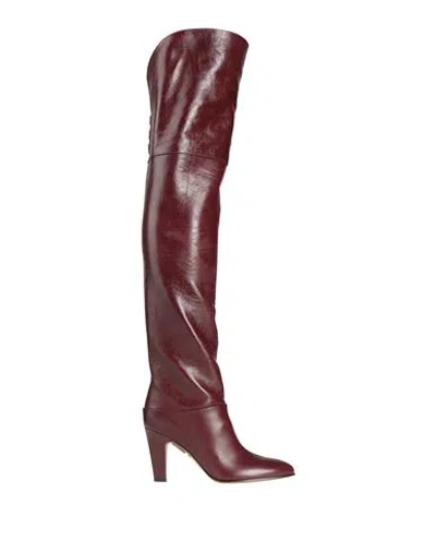 Chloé Woman Boot Burgundy Size 6 Leather
