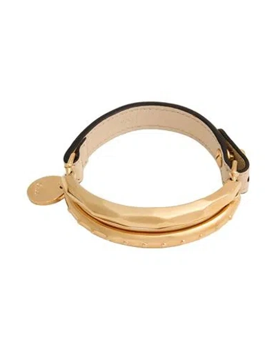 Chloé Woman Bracelet Beige Size M/l Metal, Leather In Sand