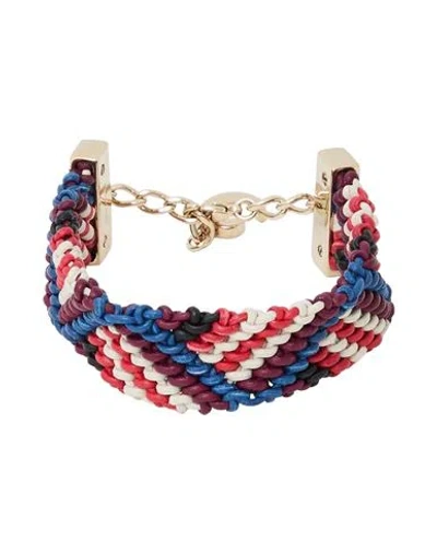 Chloé Woman Bracelet Blue Size - Brass, Lambskin In Red