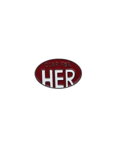 Chloé Woman Brooch Burgundy Size - Brass, Zamak, Enamel