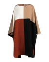 Chloé Colorblock Wool Blend Long Poncho In Beige