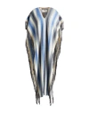 Chloé Striped Wool And Silk-blend Poncho In Blue