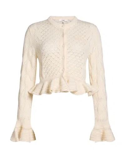 Chloé Woman Cardigan Ivory Size L Cotton, Alpaca Wool, Silk In White