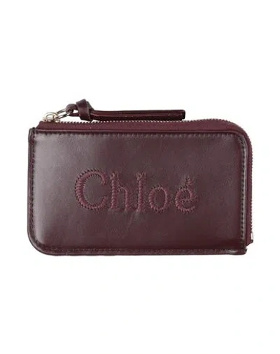 Chloé Woman Coin Purse Burgundy Size - Leather In Purple