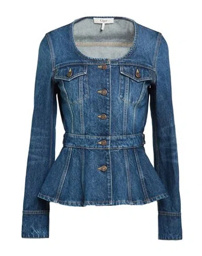 Chloé Woman Denim Outerwear Blue Size 6 Cotton