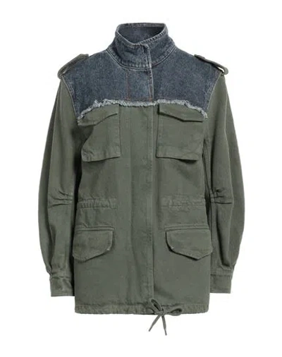 CHLOÉ CHLOÉ WOMAN DENIM OUTERWEAR MILITARY GREEN SIZE 4 COTTON, HEMP