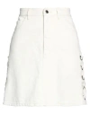 CHLOÉ CHLOÉ WOMAN DENIM SKIRT IVORY SIZE 6 COTTON, HEMP, BRASS