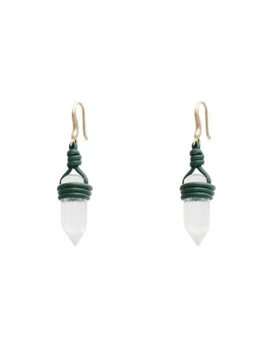 Chloé Woman Earrings Dark Green Size - Hyaline Quartz, Lambskin, Brass