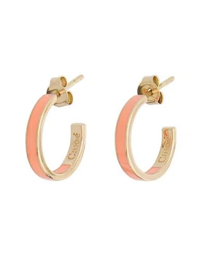 Chloé Woman Earrings Salmon Pink Size - Brass In Gold