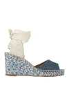 Chloé Piia Espadrille Wedge Blue Size 2 87% Cotton, 13% Hemp, Bovine Leather In Blue