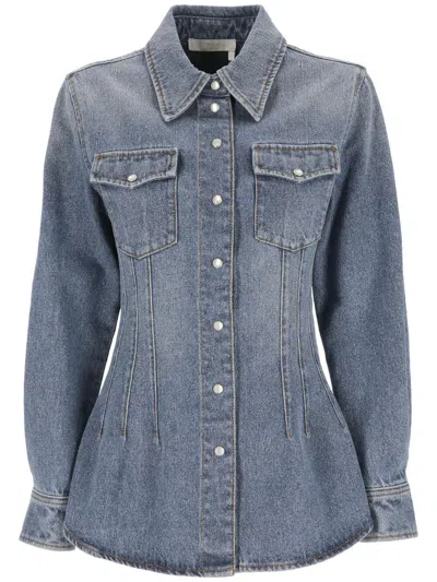 Chloé Long-sleeved Denim Shirt In Foggy Blue