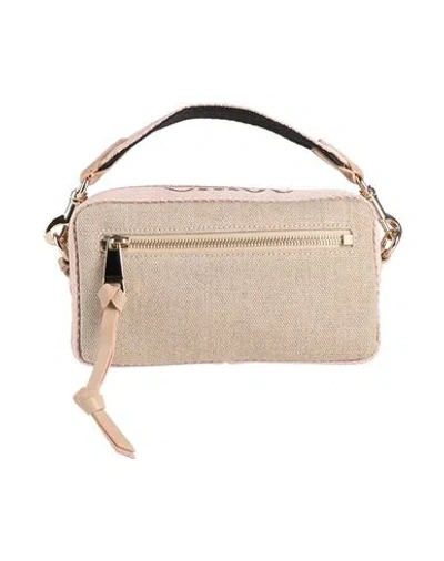 Chloé Woman Handbag Beige Size - Linen, Calfskin In Sand