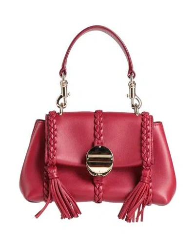 Chloé Woman Handbag Burgundy Size - Lambskin, Calfskin In Red