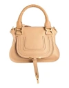 Chloé Neutral Marcie Double Leather Tote Bag In Beige
