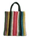 Chloé Striped Crocheted Leather Tote In Green