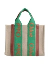 Chloé Woman Handbag Green Size - Linen, Calfskin In Green