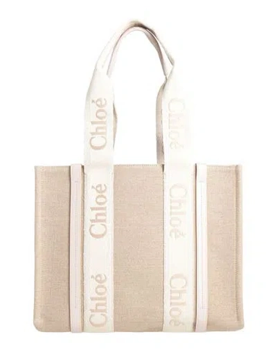 Chloé Woman Handbag Grey Size - Linen, Calfskin, Polyester In Gray