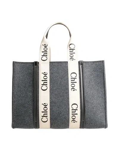 Chloé Woman Handbag Grey Size - Polyester, Calfskin In Gray