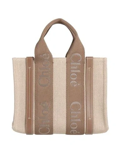 Chloé Woman Handbag Light Brown Size - Linen, Calfskin, Polyester In Beige