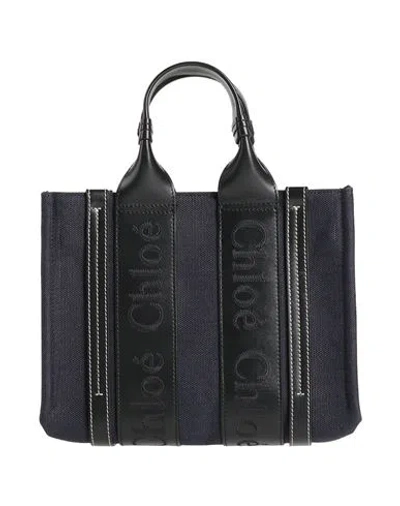 Chloé Woman Handbag Midnight Blue Size - Linen, Calfskin
