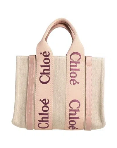 Chloé Woman Handbag Sand Size - Linen, Calfskin, Polyester