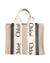 Chloé Woman Handbag Sand Size - Linen, Calfskin, Polyester In Beige