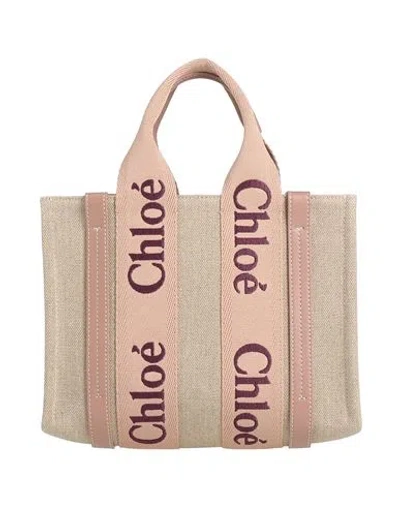 Chloé Woman Handbag Sand Size - Linen, Leather, Polyester