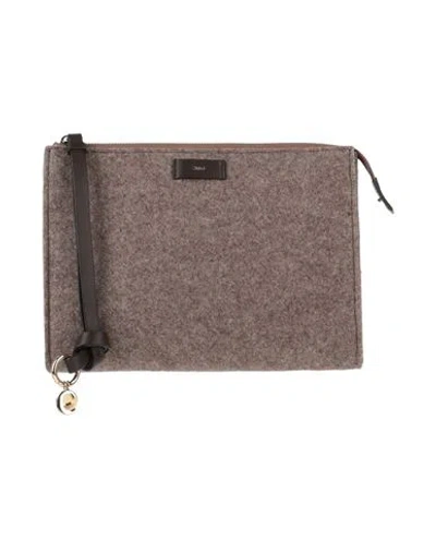 Chloé Woman Handbag Taupe Size - Polyester, Calfskin In Gray