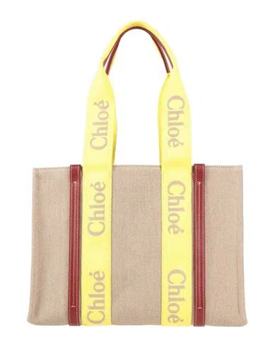 Chloé Woman Handbag Yellow Size - Linen, Calfskin, Polyester