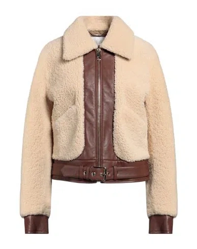 Chloé Woman Jacket Beige Size 6 Lambskin In Neutral