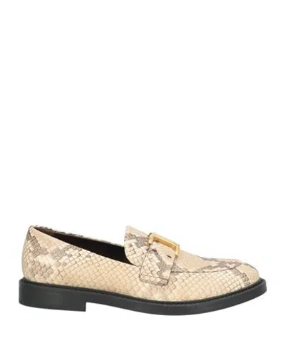 Chloé Woman Loafers Beige Size 7 Leather In Sand