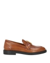 Chloé Woman Loafers Tan Size 7.5 Leather In Brown