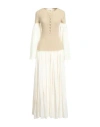 Chloé Gauze-paneled Ribbed Wool And Cashmere-blend Maxi Dress In Beige