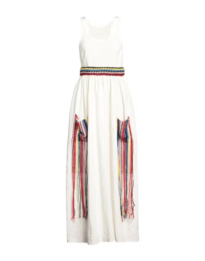 Chloé Long White Dress With Crochet Details In Iconic Milk