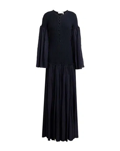 CHLOÉ CHLOÉ WOMAN MAXI DRESS MIDNIGHT BLUE SIZE 4 LINEN, SILK, WOOL, CASHMERE, CERAMIC