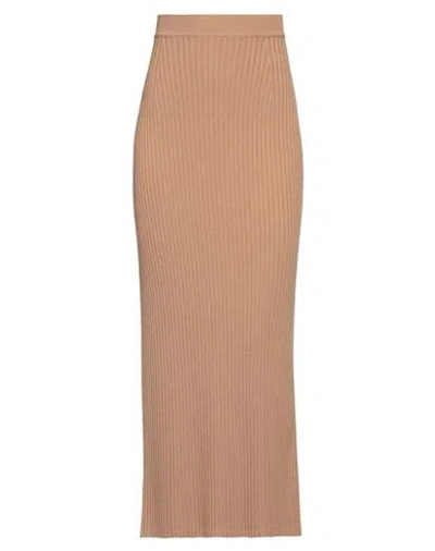 Chloé Woman Maxi Skirt Camel Size S Wool, Cashmere, Polyamide, Elastane In Beige